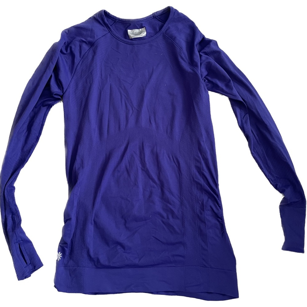 2/$30 SALE Athleta Women's Blue Long Sleeve Floral Compression Pullover Large
